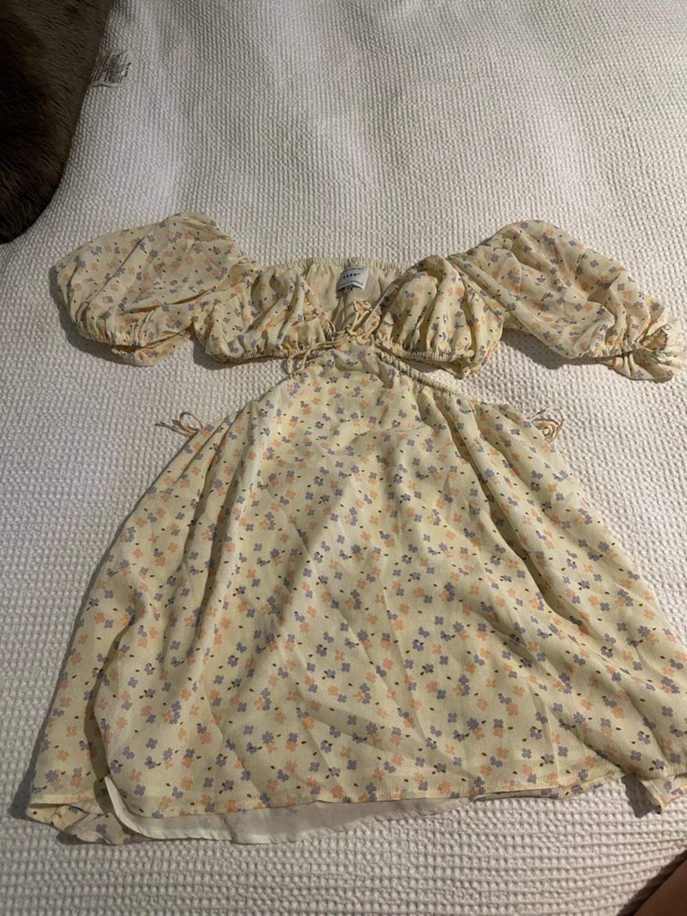 Sabo Skirt Yellow Mini Dress with Pastel Floral Print